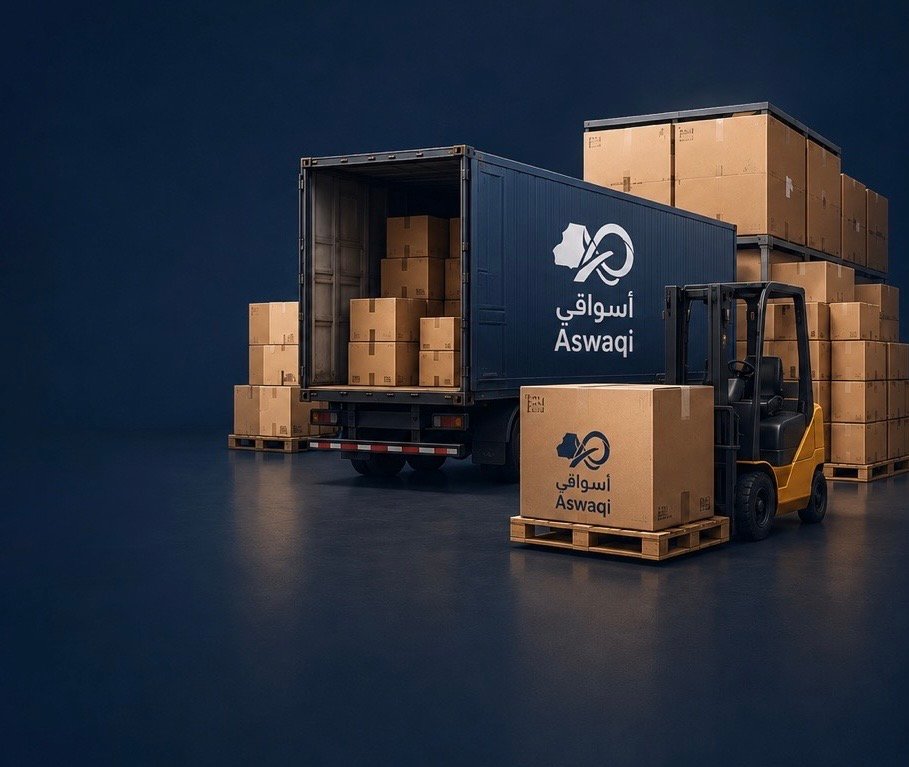 Wholesale truck, forklift and boxes