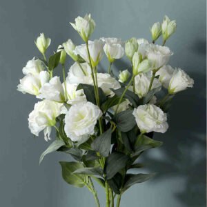 Artificial Lisianthus Spray - Four-Head Silk Flower Stem for Weddings and Home Decor