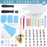66-Piece Cake Decorating Tool Set - Piping Nozzles, Bags and Turntable