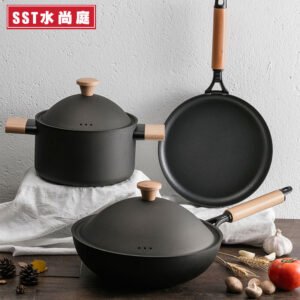 Non-Stick Iron Cookware - Frying Pan, Saucepan & Wok, Sold Singly or as a Set