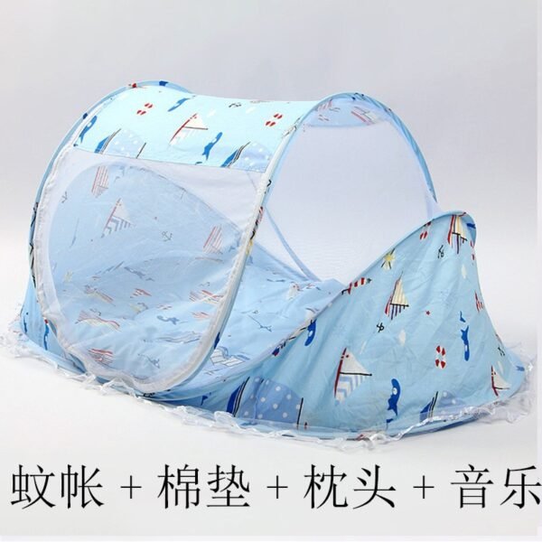 Children’s Yurt Folding Mosquito Net Bed — With Mattress Pad & Pillow