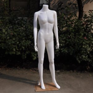 White Plastic Full-Body Female Mannequin – Clothing Display & Photography Prop