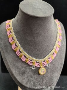 Chinoiserie Multi-Layered Lace Beaded Necklace