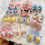 Cartoon Bow Plush Home Slippers - Warm Cotton Dorm Slippers