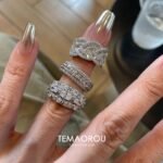 Vintage Old Money Style Stacking Rings - Sparkling Diamond Row Statement Rings