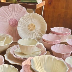 Pansy Floral Matte Tableware Set - Bowls, Plates & Coffee Cups