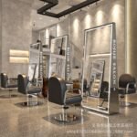 Salon Styling Mirror Station - Barber Shop Mirror with Metal Frame