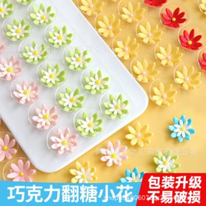 Sugar Daisy Flower Cake Decorations - 3D Fondant Flower Toppers (108pc)