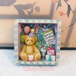 Plaster Relief Bear Wall Plaque 10 cm — Paint Your Own Square Panel