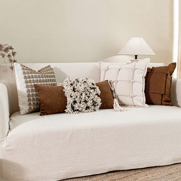 Vintage Wabi-Sabi Cotton-Linen Patchwork Throw Pillow