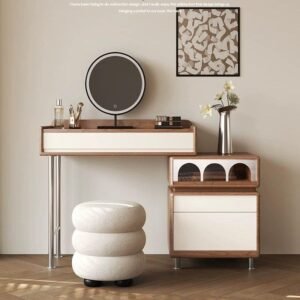 Solid Wood Vintage Dressing Table with Drawer Chest