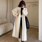 Long Knitted V-Neck Cardigan — Soft Knee Length Sweater Coat