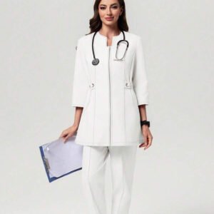 Long-Sleeve Waist-Cinching Two-Piece Workwear Suit – Beauty Salon & Commute Uniform