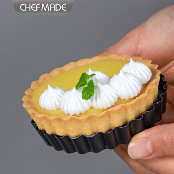 Black Non-Stick Round Tart Pan - Removable Bottom Mini Pie & Egg Tart Mold (4in)