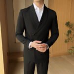 Men's Mandarin Collar Tang Suit Two-Piece Set