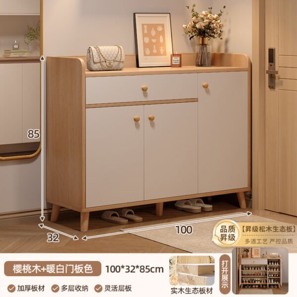 Solid Wood Entryway Shoe Cabinet - Wall-Mounted Hallway Storage