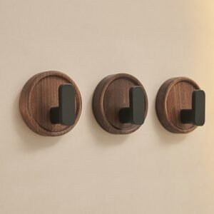 Solid Wood Adhesive Wall Hook - No-Drill Coat & Towel Hook