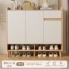 Solid Wood Entryway Shoe Cabinet - Wall-Mounted Hallway Storage