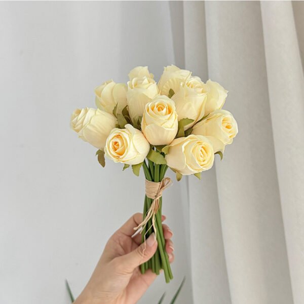 12-Head Hand-Tied Artificial Rose Bouquet