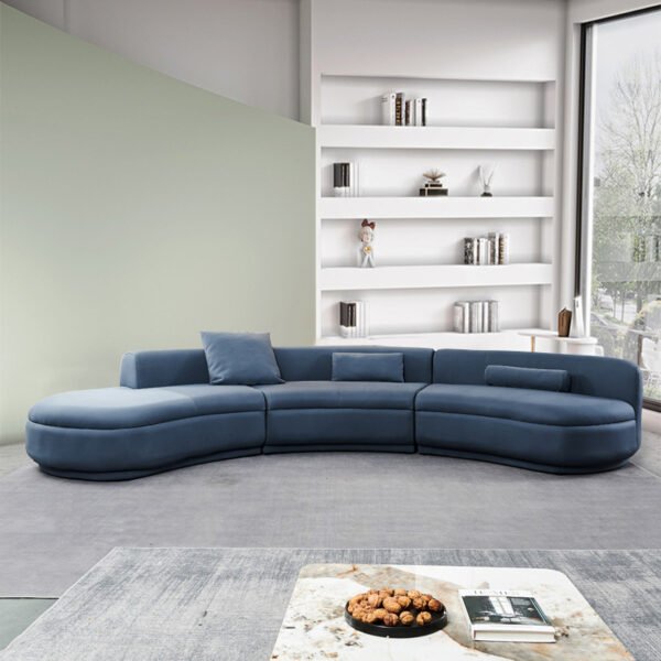 Italian Curved Sofa - Modern Light Luxury Frosted Velvet