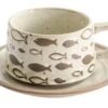 Retro Ceramic Coffee Cup & Saucer Set