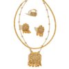 Gold-Plated Square Pavé Pendant Jewellery Set — 3 Piece, Turkish Style