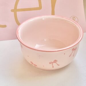 Pink Bow Ceramic Tableware Collection - Ins-Style Bowls & Plates