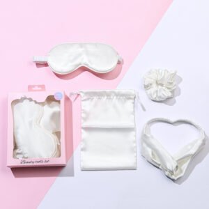 Silk-Feel Sleep Eye Mask Gift Set with Hair Tie