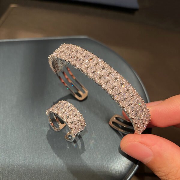 O1CN015uItsb1UW2Mm5geDX_3935692524-0-cib Pavé-Set Cubic Zirconia Bangle and Ring - White Gold-Plated Jewellery