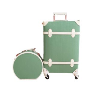Retro Hard Shell Spinner Suitcase and Vanity Case — Combination Lock Luggage