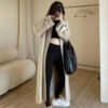 Long Knitted V-Neck Cardigan — Soft Knee Length Sweater Coat
