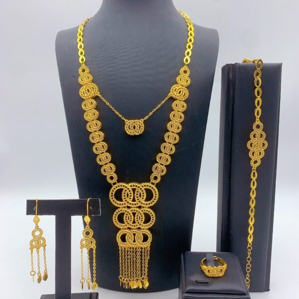 Dubai Bridal Jewelry Set - Necklace, Earrings, Ring & Bracelet