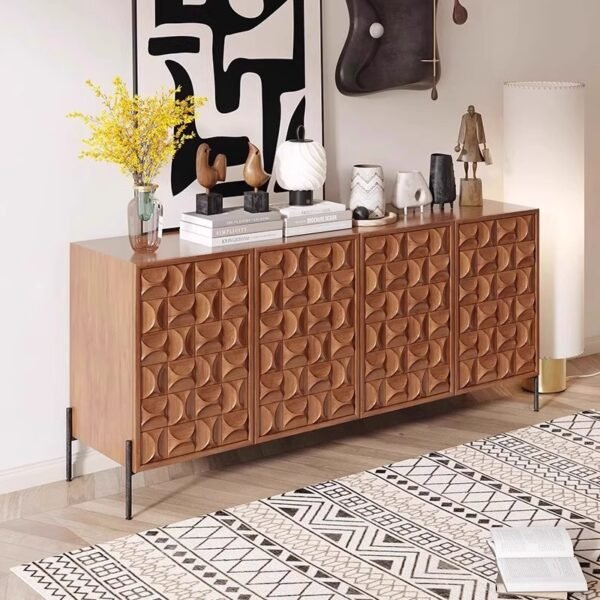 Italian Light Luxury Solid Wood Carved Sideboard - Antique Style