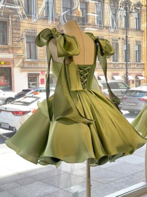 Green Bow-Waist Princess Dress