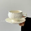 Vintage Embossed Floral Coffee Cup & Saucer Set (250ml)