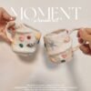 Shell & Conch Ceramic Coffee Cup and Saucer — Hand-Painted Retro Set