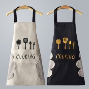Japanese-Style Knife & Fork Print Kitchen Apron - Waterproof