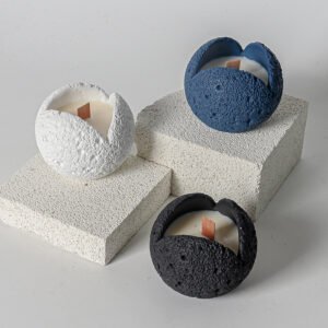 Meteorite Texture Candle Jars - Empty Stone-Effect Vessels, 8.5 x 6.3 cm
