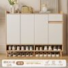 Solid Wood Entryway Shoe Cabinet - Wall-Mounted Hallway Storage