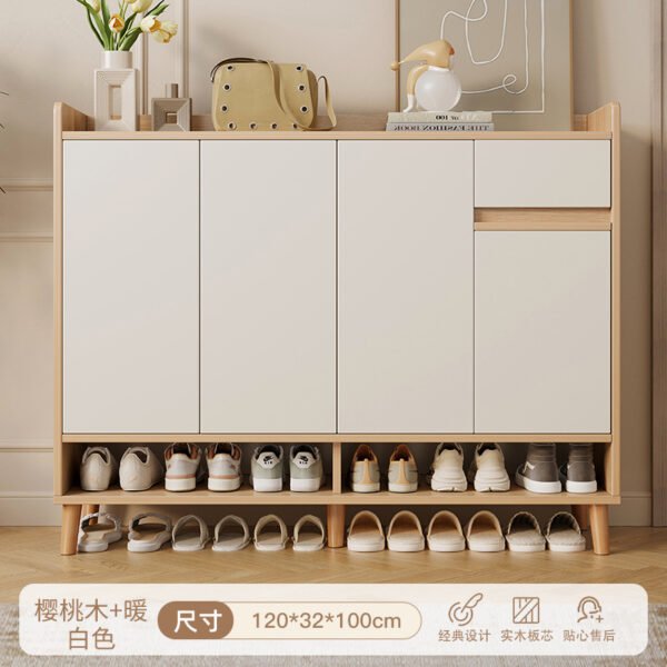 Solid Wood Entryway Shoe Cabinet - Wall-Mounted Hallway Storage