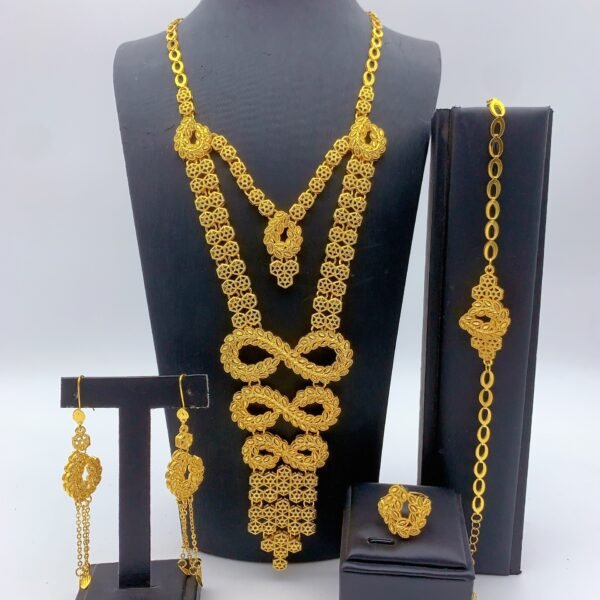 Dubai Bridal Jewelry Set - Necklace, Earrings, Ring & Bracelet