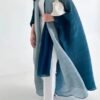 Gradient Batwing-Sleeve Long Coat - Scarf-Collar Women's Outerwear