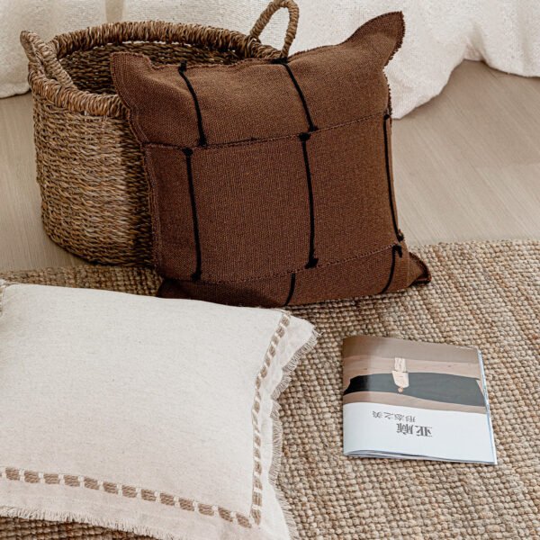 Vintage Wabi-Sabi Cotton-Linen Patchwork Throw Pillow
