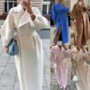 Retro Palace-Style Lantern Sleeve Wool Coat - Long Outwear