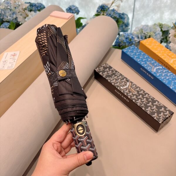 GOYARD Houndstooth Folding Umbrella - Rain & UV Sun Parasol with Gift Box