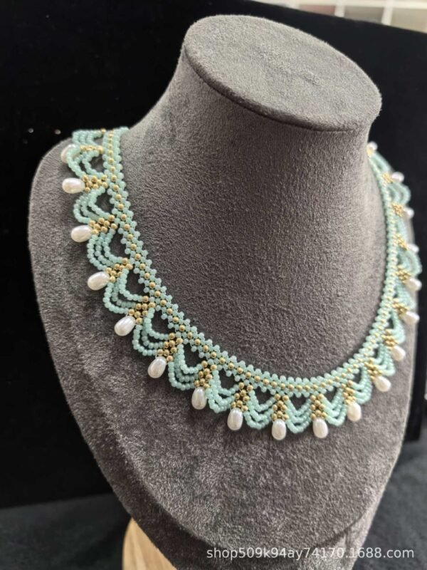 Chinoiserie Multi-Layered Lace Beaded Necklace
