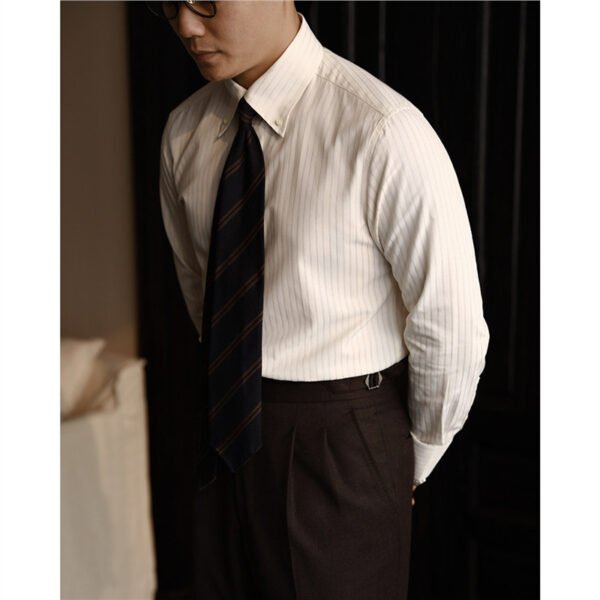 Striped Pointed Collar Men's Shirt - Italian-Style Slim Fit Business Shirt