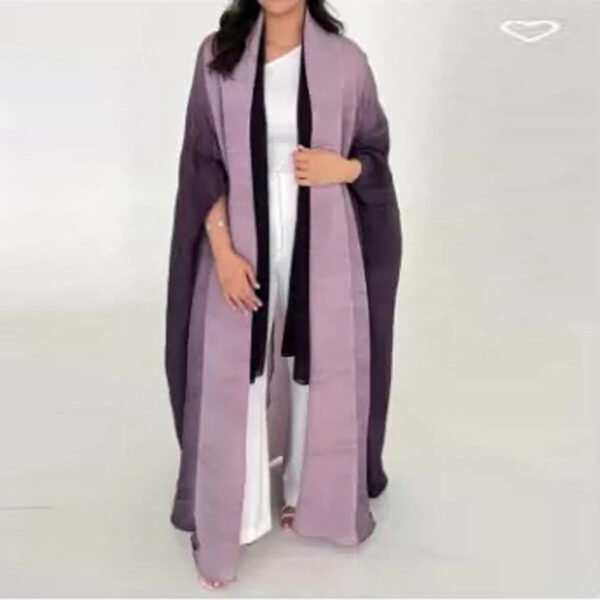 Gradient Batwing-Sleeve Long Coat - Scarf-Collar Women's Outerwear