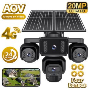 4-Lens Solar 4G Security Camera — 20 MP Outdoor AOV Surveillance