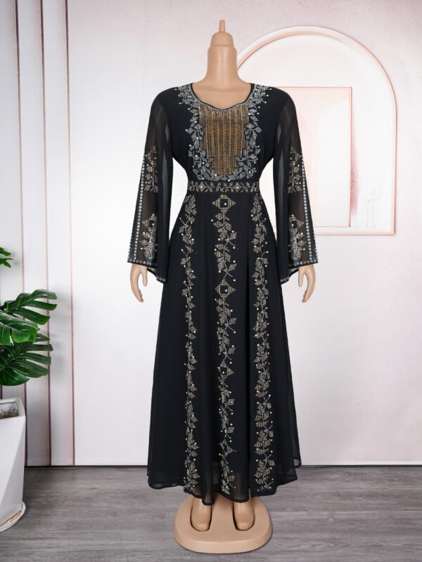 Elegant Rhinestone Embellished Evening Gown Long Dress